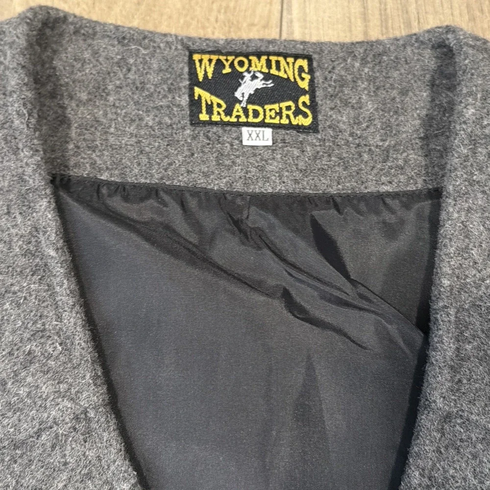 Wyoming Traders Vest Mens 2XL Gray Western Wool Lined Button‎ Ranch Wear Cowboy.